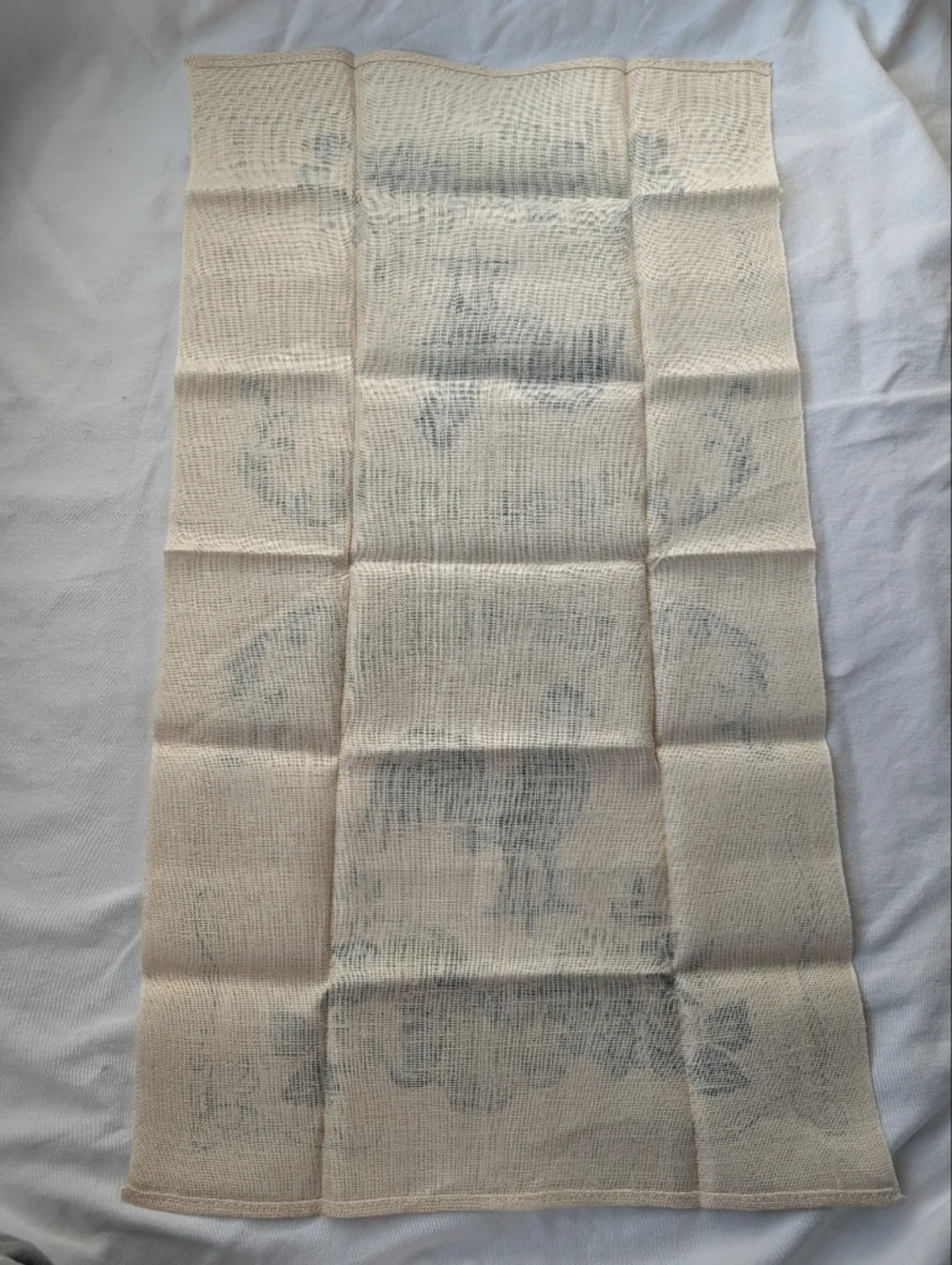 Vintage KayDee Handprints Linen Blue & Green Kitchen Towels - Rooster & Spices